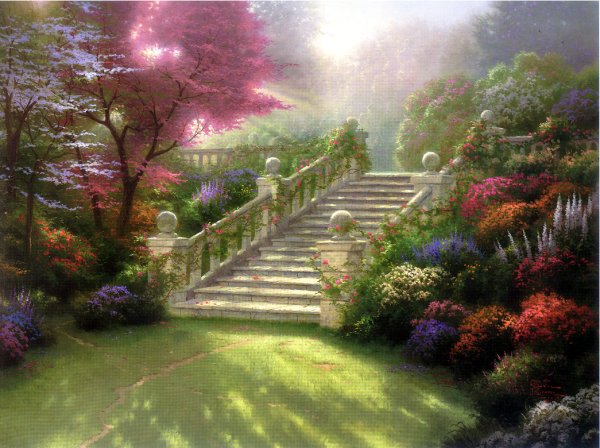 (image for) Handmade oil painting Copy paintings of famous artists Thomas Kinkade's painting, NO.101